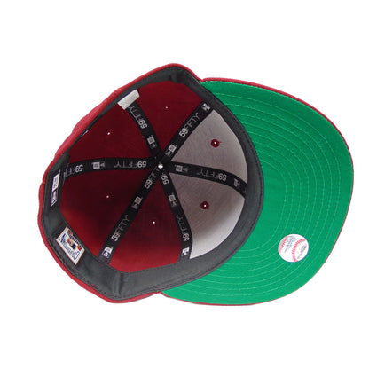 Philadelphia Phillies Custom New Era 59FIFTY Cap Cardinal Star red Undervisor View