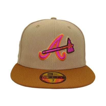 Atlanta Braves Custom New Era 59FIFTY Cap Camel Toast 1976 beige
brown Front View
