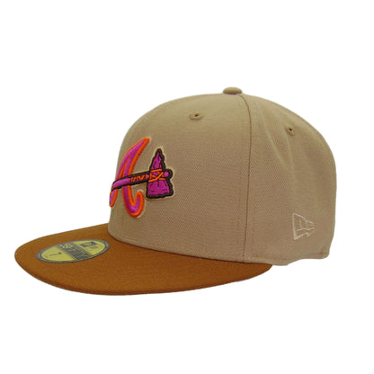 Atlanta Braves Custom New Era 59FIFTY Cap Camel Toast 1976 beige
brown Back View