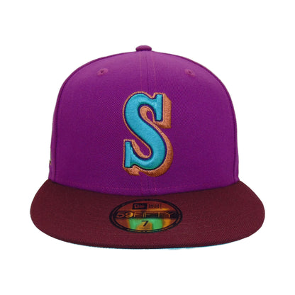 Seattle Mariners Custom New Era Cap 30th Grape S purple
dark red Front View