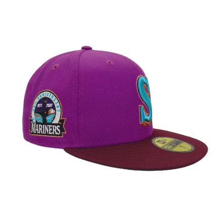 Seattle Mariners Custom New Era Cap 30th Grape S purple
dark red Side View
