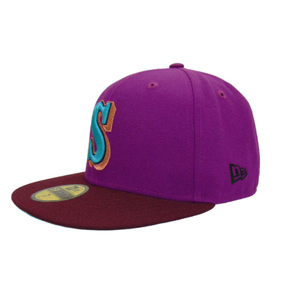 Seattle Mariners Custom New Era Cap 30th Grape S purple
dark red Back View