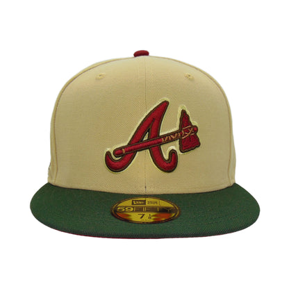 Atlanta Braves Custom New Era 59FIFTY Cap Vegas Gold  ASG 2000 yellow
dark green Front View