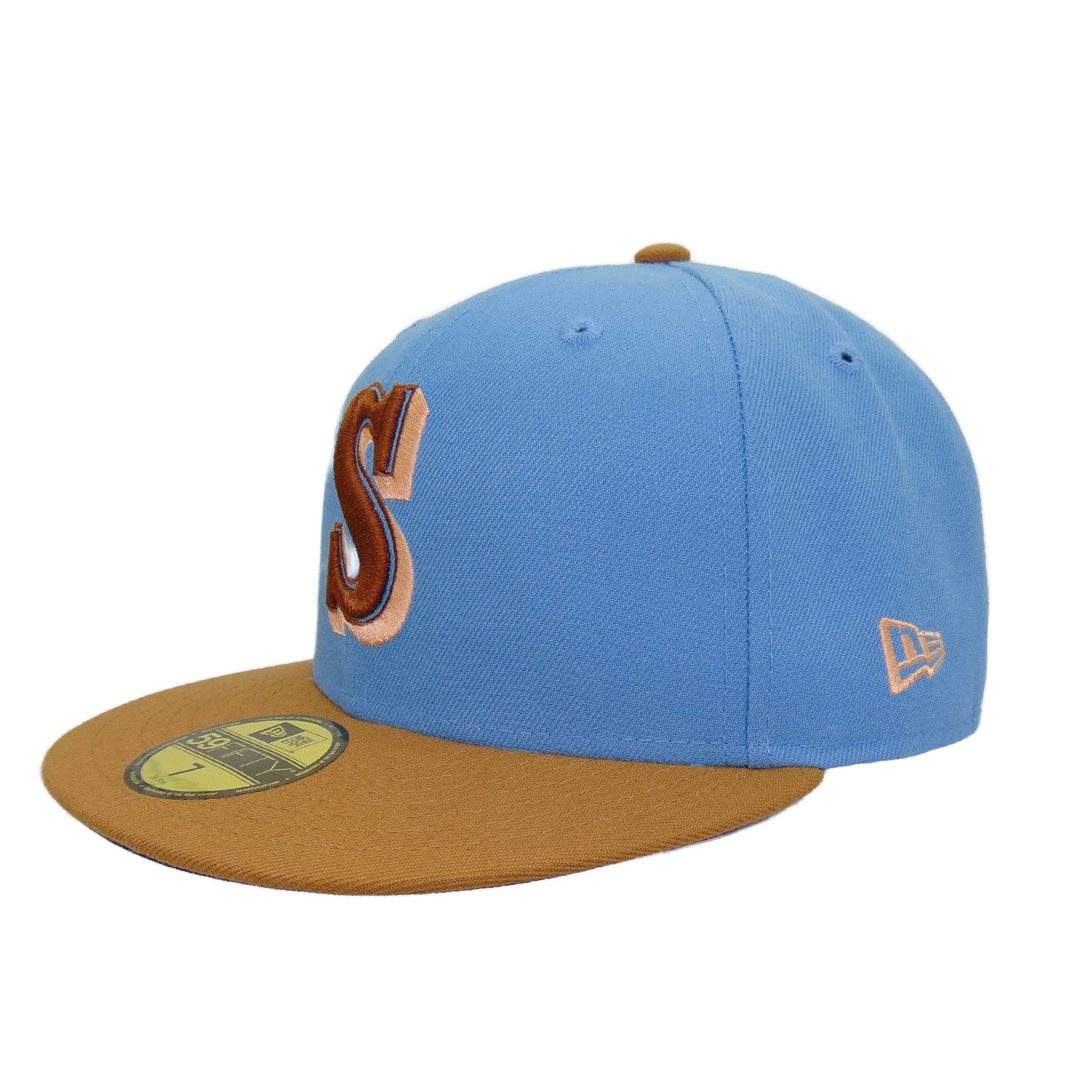 JustFitteds Bear Logo Black Light Blue 59Fifty Fitted Hat by