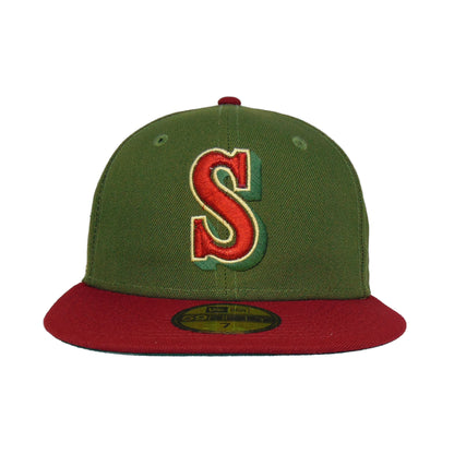 Seattle Mariners Custom New Era Cap Rifle Green Maroon 40th green
maroon Front View