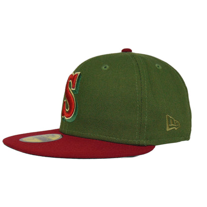 Seattle Mariners Custom New Era Cap Rifle Green Maroon 40th green
maroon Back View