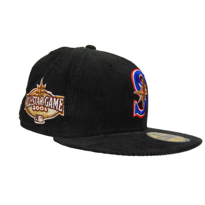 Seattle Mariners Custom New Era Cap Black Corduroy ASG 2001 black Side View