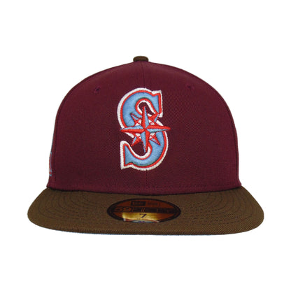 Seattle Mariners Custom New Era Cap Maroon Brown 30th brown Front View