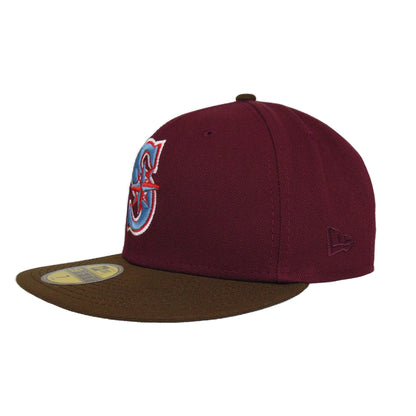 Seattle Mariners Custom New Era Cap Maroon Brown 30th brown Back View