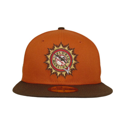 Florida Marlins Custom New Era Cap burned orange Brown 10th Anni. burnt orange
brown Front View