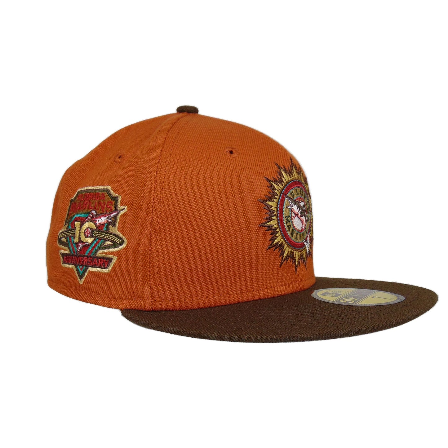 Florida Marlins Custom New Era Cap burned orange Brown 10th Anni.