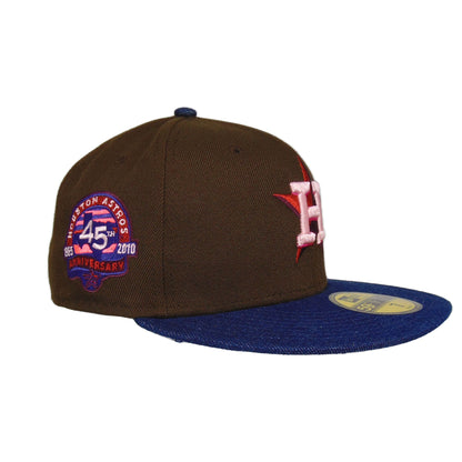 Houston Astros Custom New Era Cap Brown Denim 45th brown Side View