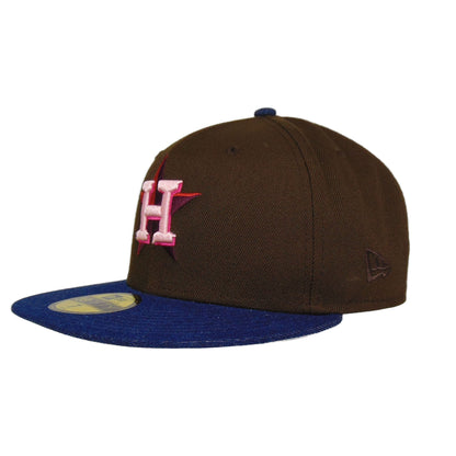 Houston Astros Custom New Era Cap Brown Denim 45th brown Back View