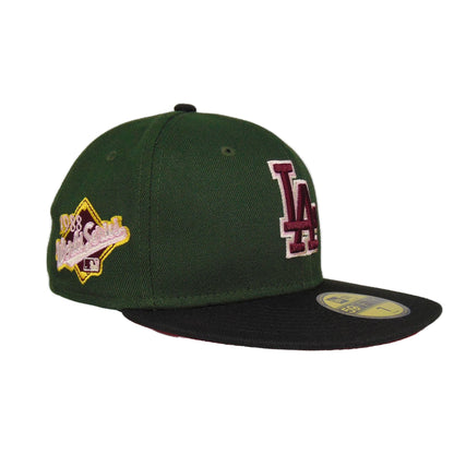 Los Angeles Dodgers Custom New Era Cap Seaweed WS88 green
black  Side View